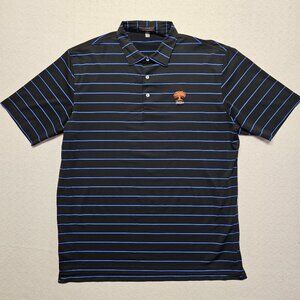 Peter Millar Summer Comfort Oak Tree Golf Polo Shirt Size XL Black Blue Stripe